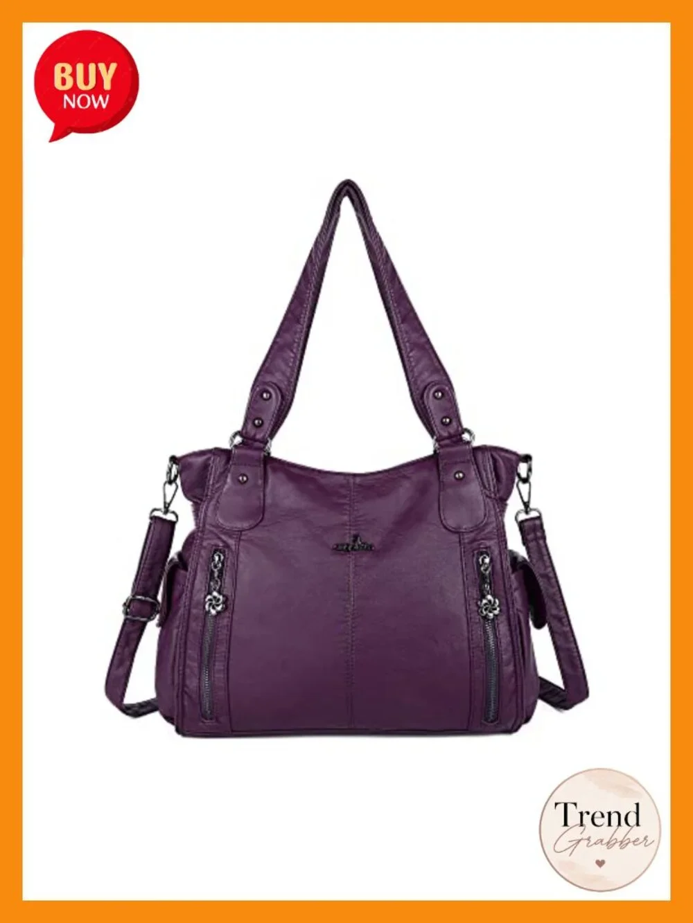 Washed PU Leather Women's Hobo Bag with Detachable Strap and Multiple Pockets